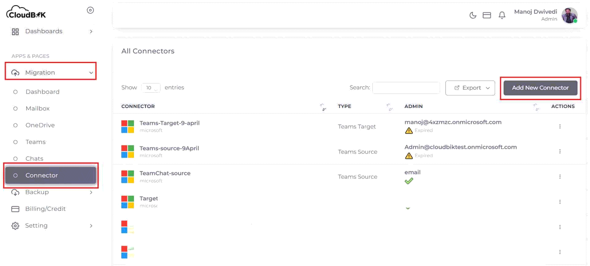 Create OneDrive connector in CloudBik Web Application