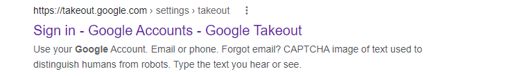 search google takeout