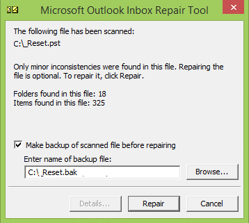click repair option