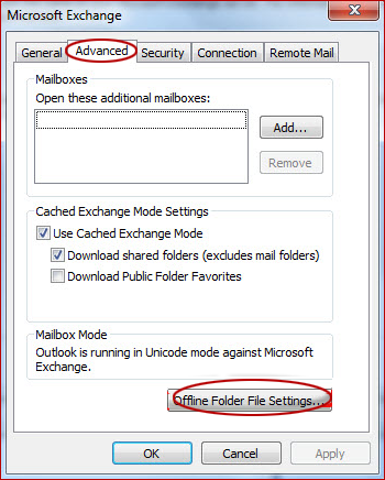 offline file folder setting