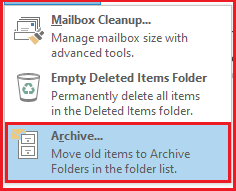 select archive option