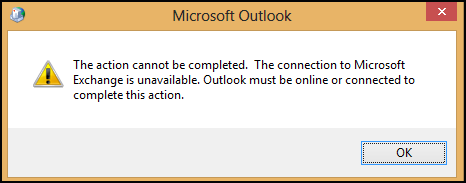 connection to microsoft exchange is unavailable