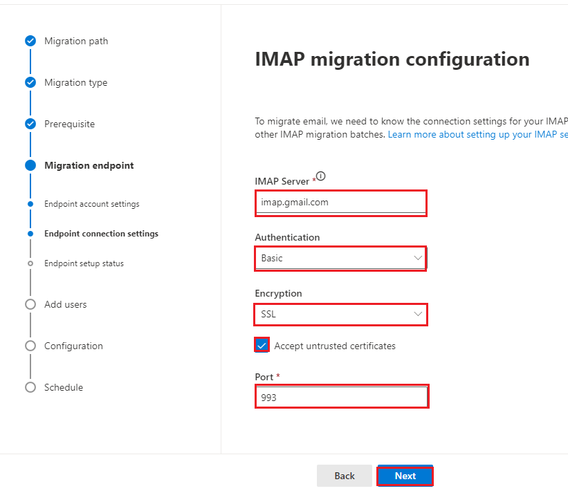 imap migration configuration