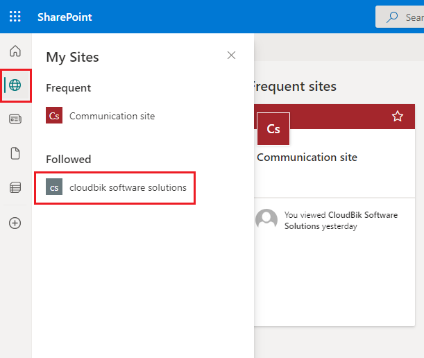select sharepoint site