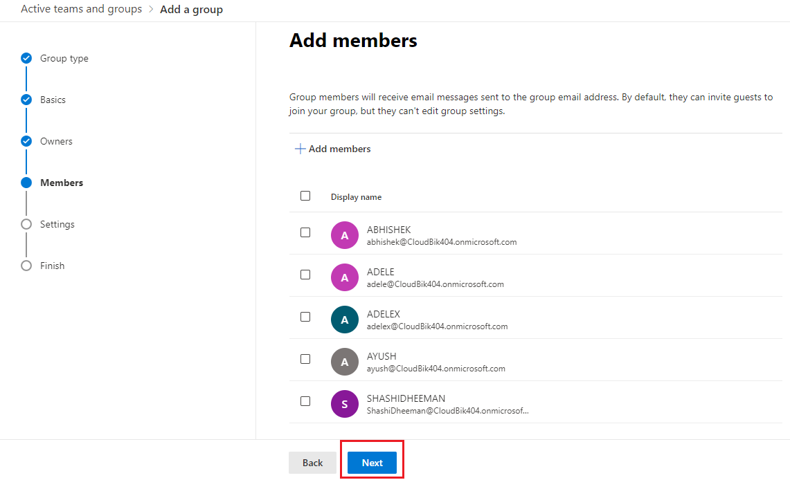 added members list