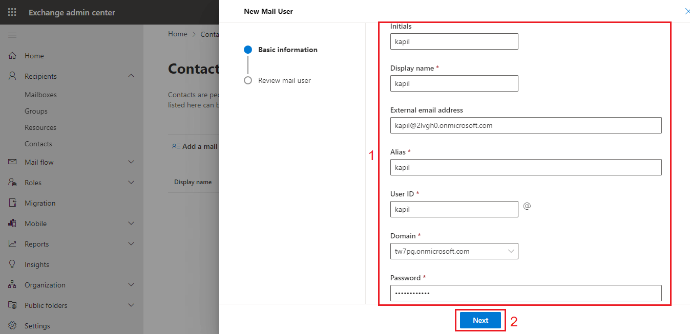 enter user details