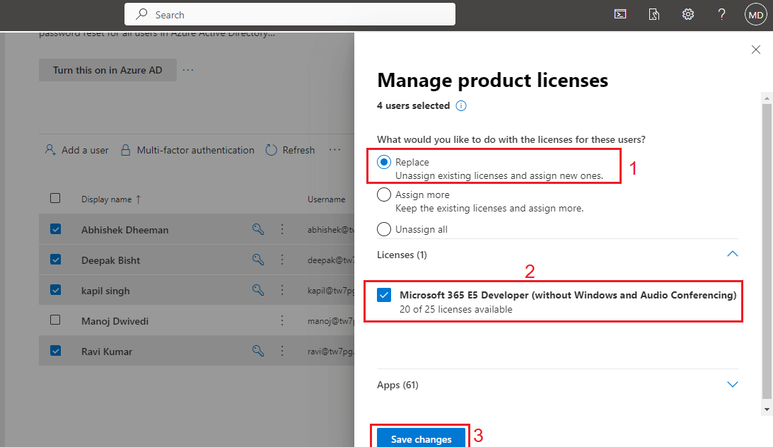 select the license