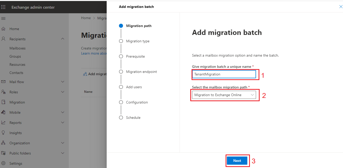 select Migration to Exchange Online