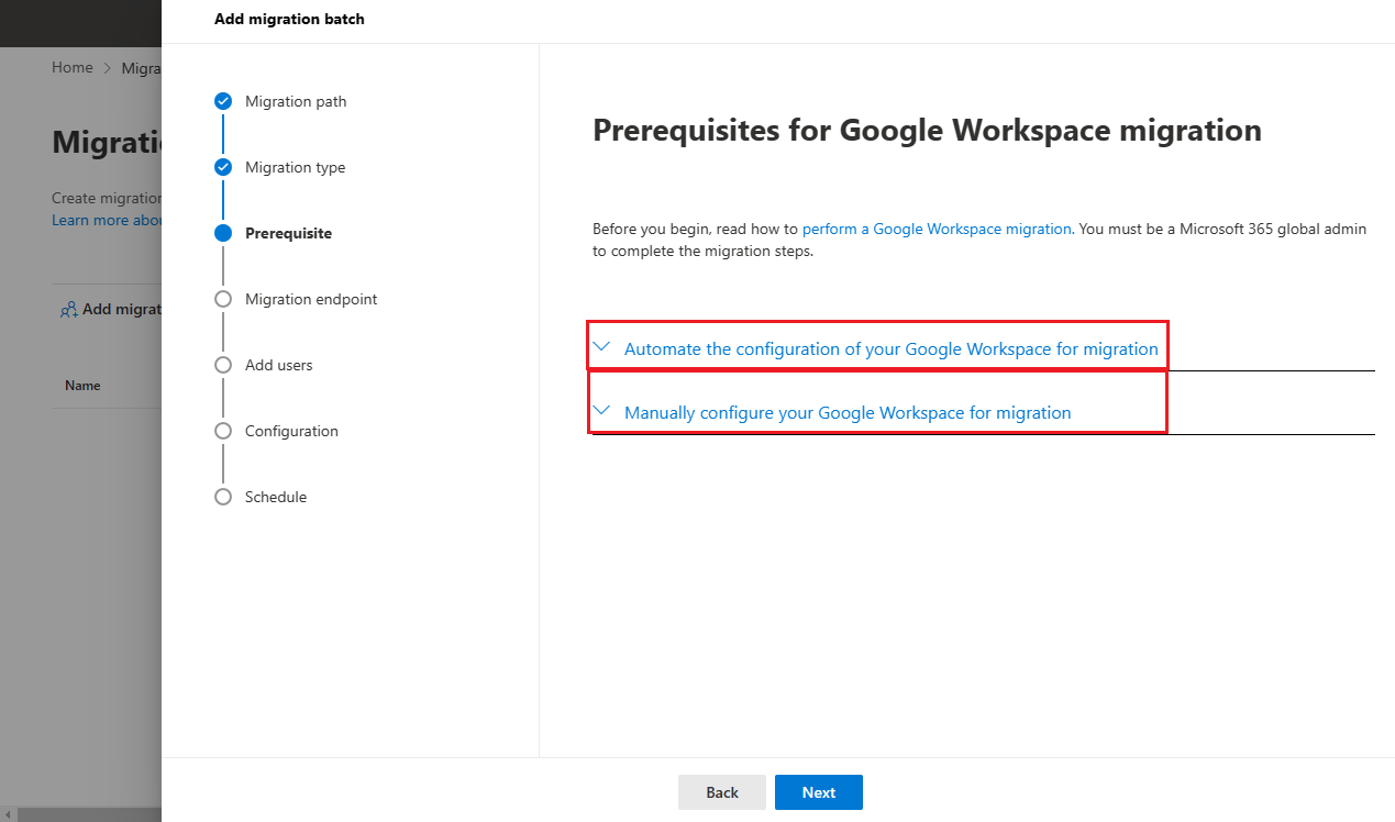 Prerequisites for Google Workspace Migration