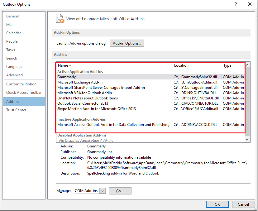 MS Outlook Add-ins