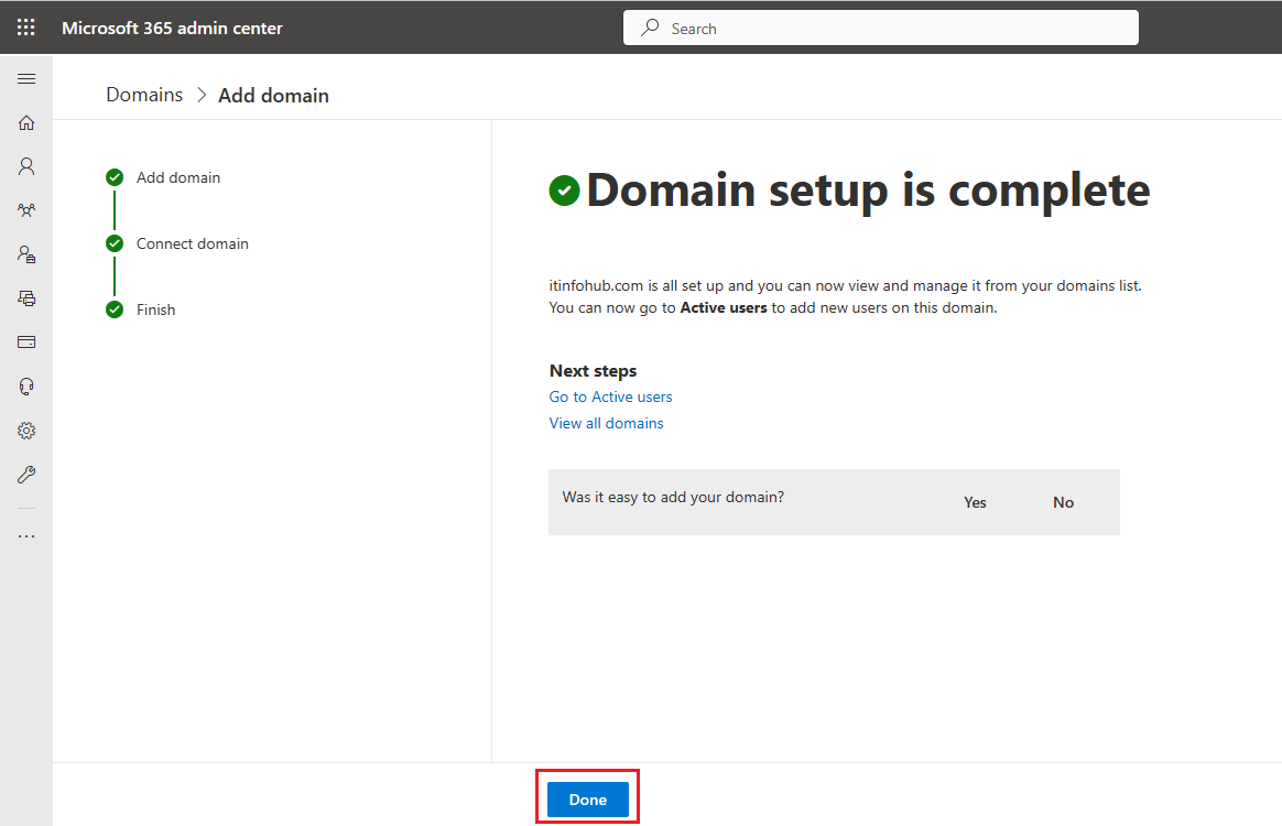 Domain Added to Office 365