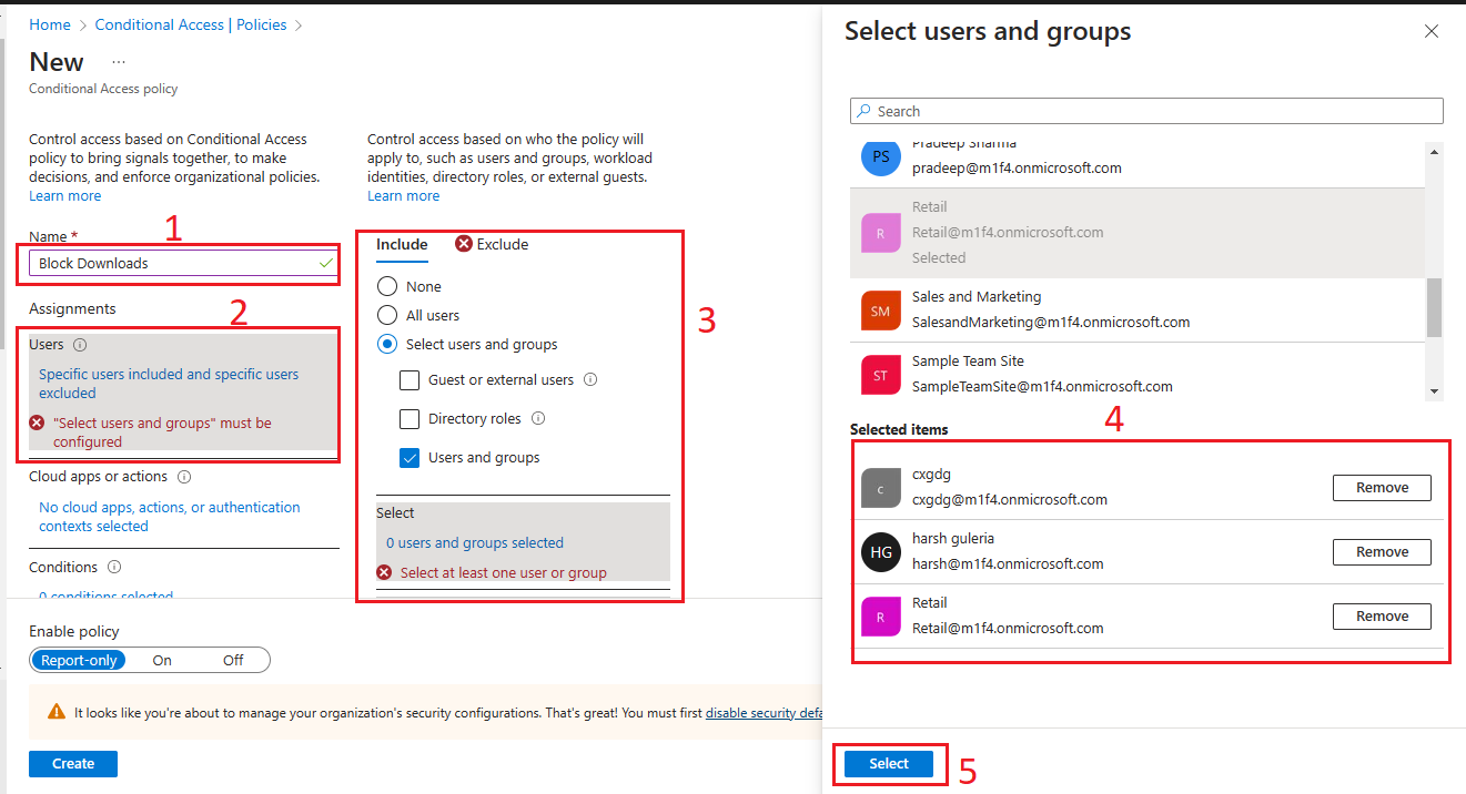 select users and group