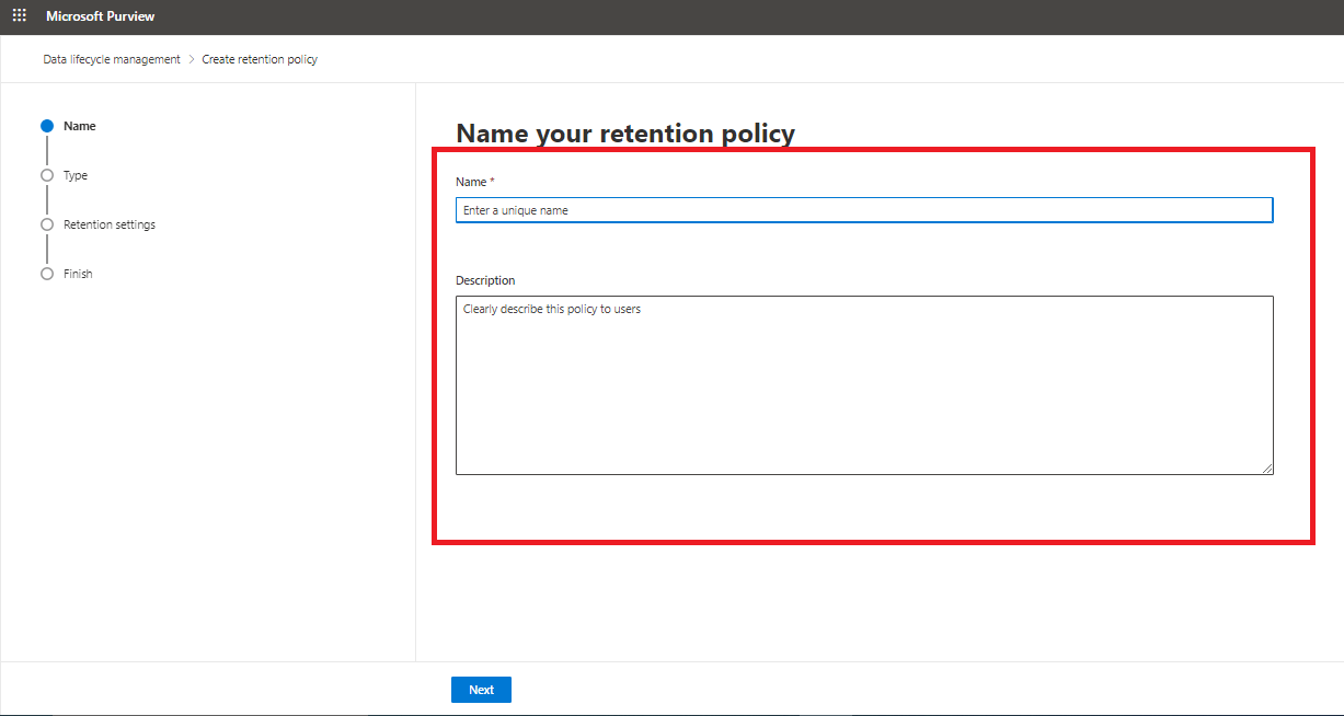 Name your retention policy