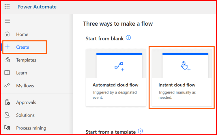 create-instant-cloud-flow-power-automate