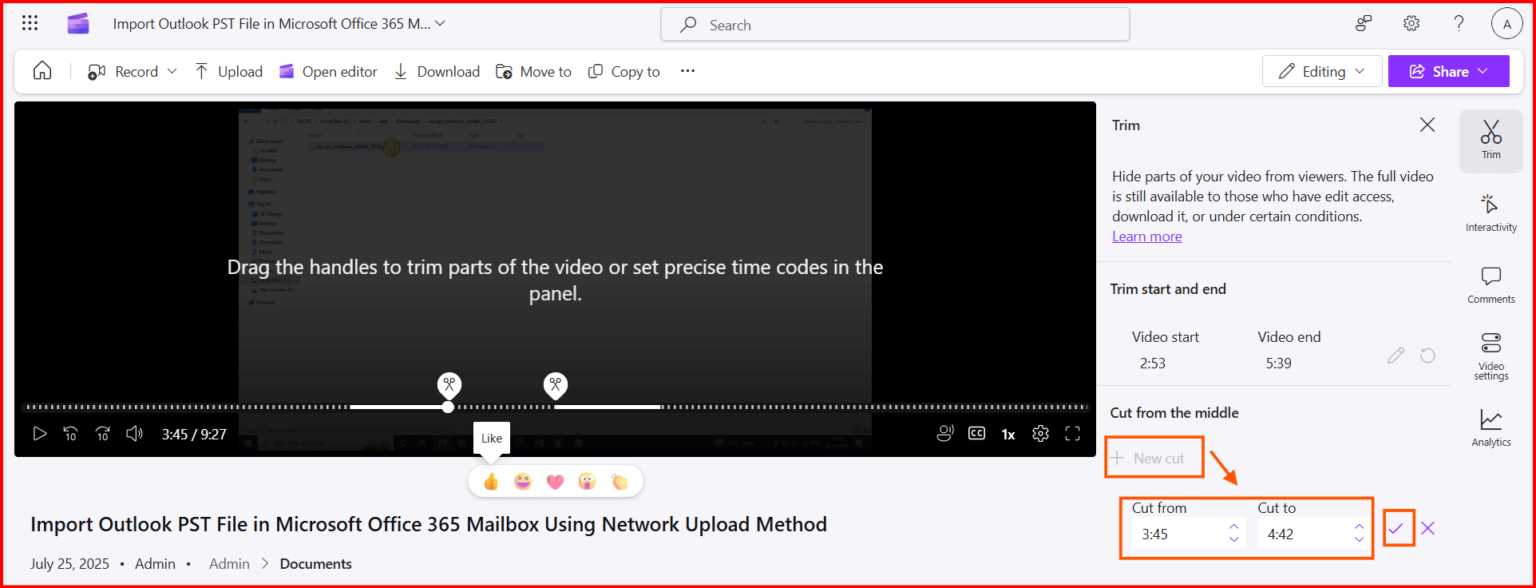 How to Trim a Video in SharePoint or OneDrive in 2025
