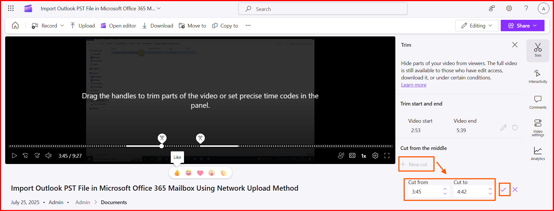cut a video from middle