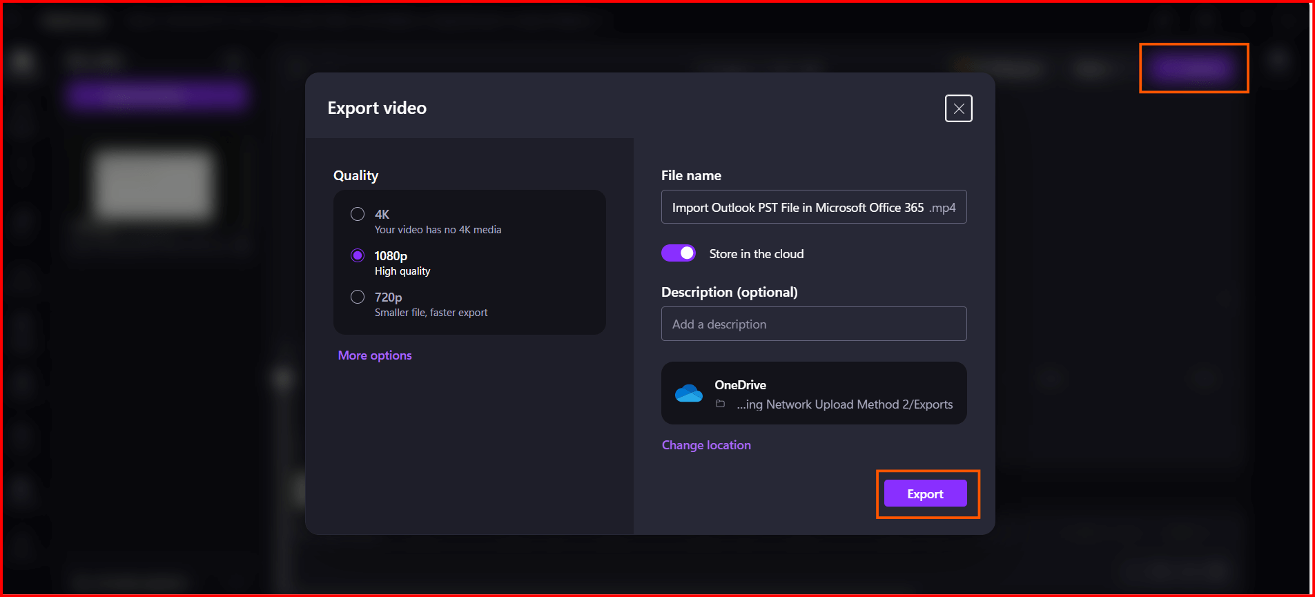 export climpchamp editing video