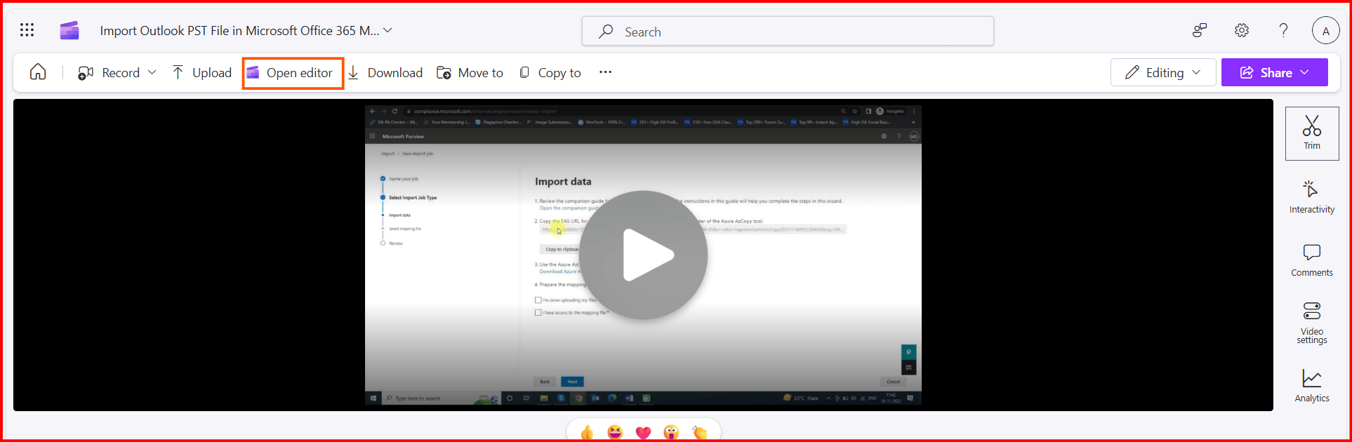 open clipchamp editor