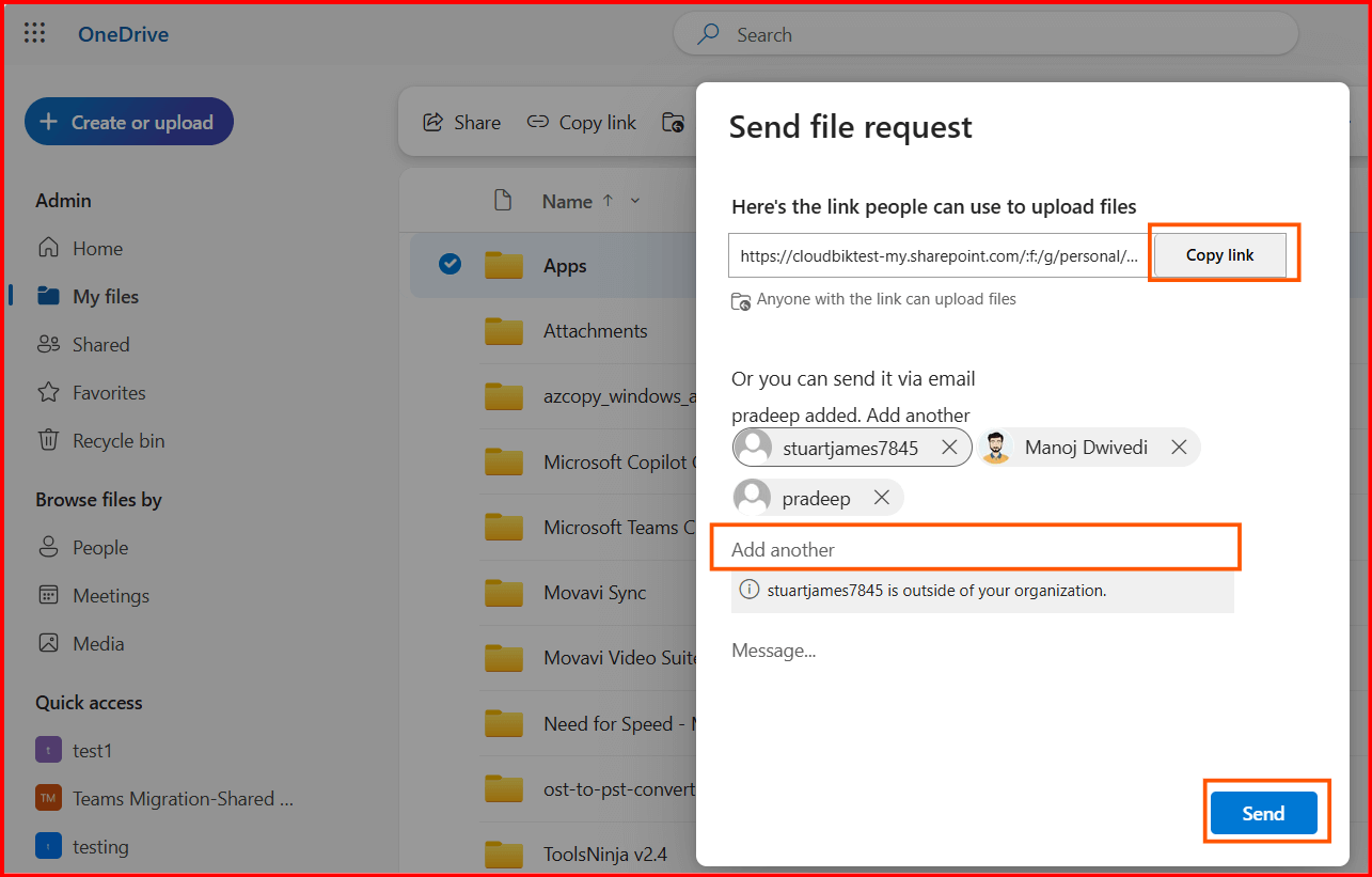 send file request link