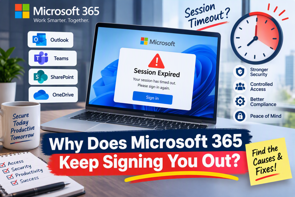 Microsoft 365 session timeout and repeated sign-in prompt illustration